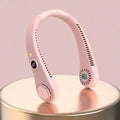 Portable Neck Fan, USB Fan With 5-Speed Adjustment And Digital Display; Mini Portable Bladeless Fan For Home/Office/Sports/Outdoor Use, 360° Cooling, Silent Operation, High Airflow, Ideal Gift For Valentine's Day/Birthday/Easter - Color: Pink