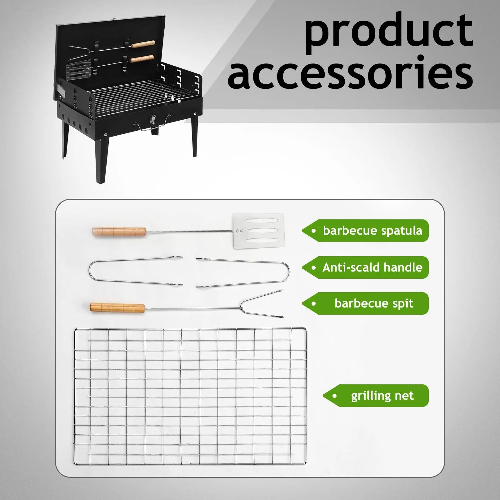 Portable Suitcase Charcoal Grill - Mini Grill - Small Tabletop Charcoal Grill for Camping, Outdoor Cooking - Collapsible Camping Grill for Picnic, Tailgating and Backyard BBQ