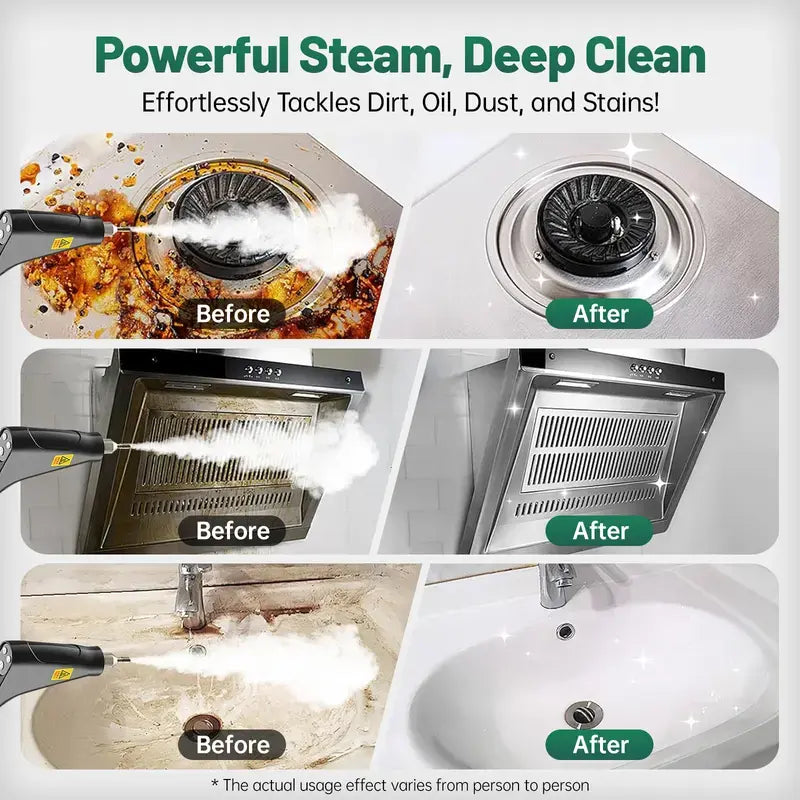 Father's Day Gifts Portable Handheld Steam Cleaner with 10 Accessories, Adjustable Levels, Fast Heat-Up Steamer for Kitchen, Bathroom, Tile & Car Cleaning | Efficient Grease Dirt Remover, All-in-One Steam Cleaner for Household & Auto Care