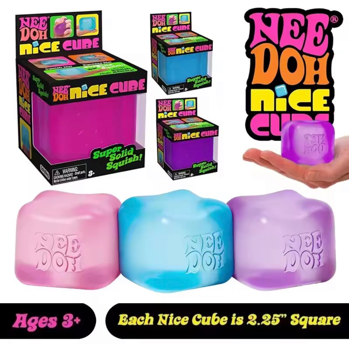 Needoh Nice Cube, Sensory Toys, Anti-Stress Blocks, Stress Relief Jigsaw, Pressure Relief, Souvenir for Kids